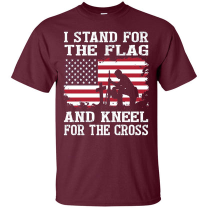 I Stand For The Flag And Kneel For The Cross Military T-shirt Maroon