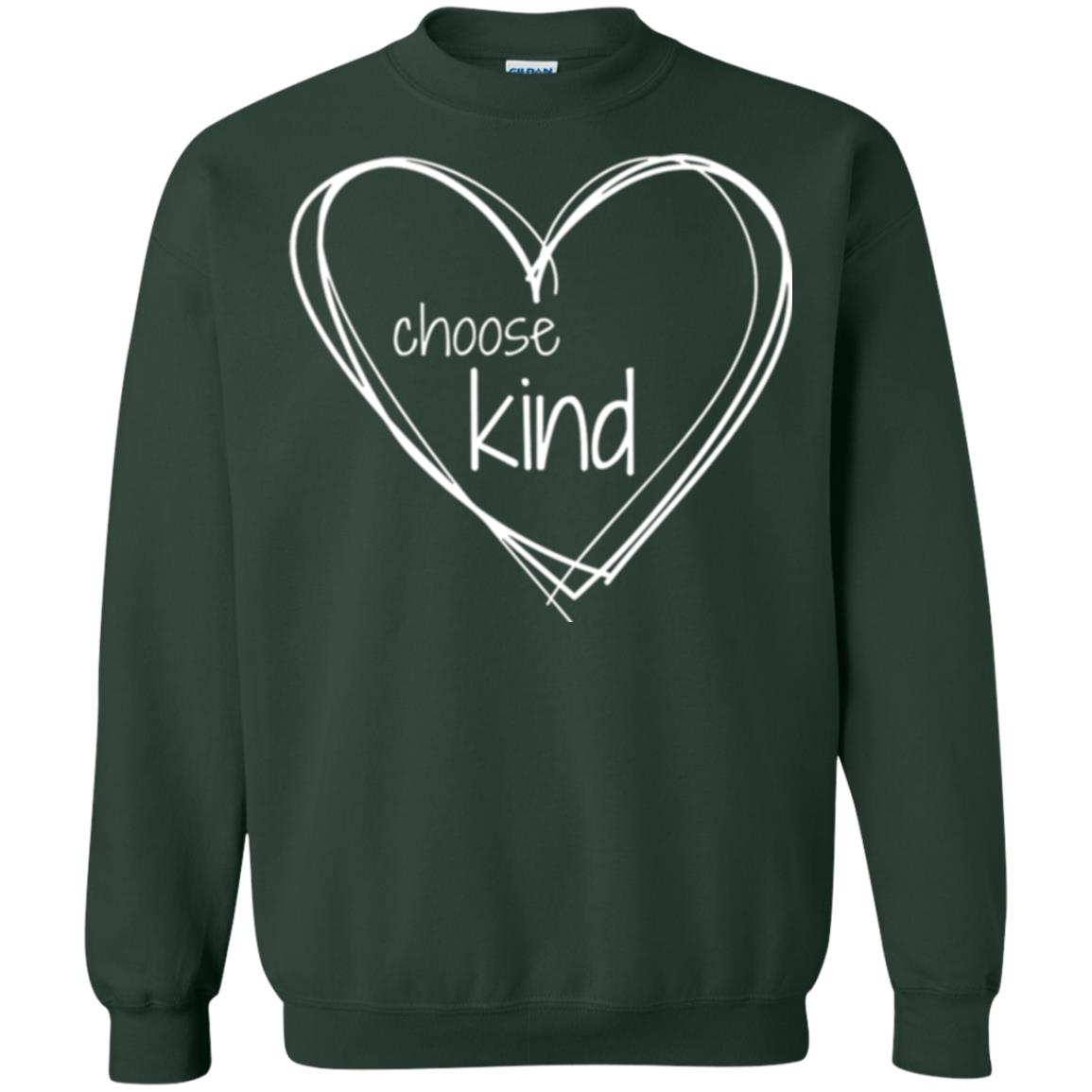 Anti-bullying T-shirt Choose Kind In White Heart Forest Green
