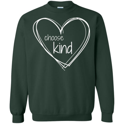 Anti-bullying T-shirt Choose Kind In White Heart Forest Green