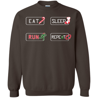 Christmas T-Shirt Eat Sleep Run Repeat Dark Chocolate