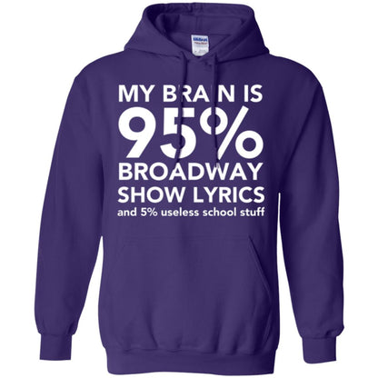 Musical T-shirt My Brain Is 95_ Broadway Show Lyrics And 5_ Useless School Stuff Purple