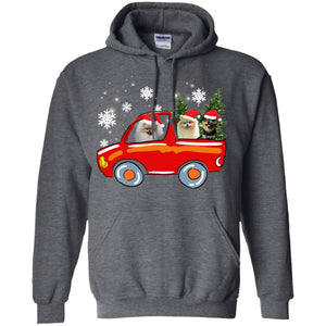 Pomeranians Dogs On Car Merry Christmas Gift ShirtG185 Gildan Pullover Hoodie 8 oz.