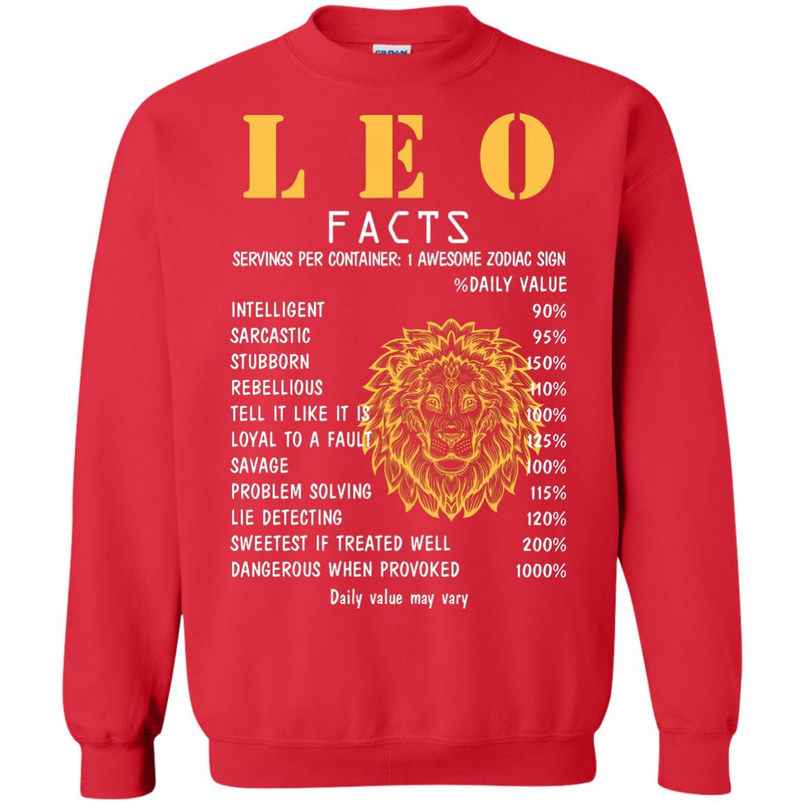 Leo Facts 1 Awesome Zodiac Sign Gift Shirt For Leo Horoscope Red