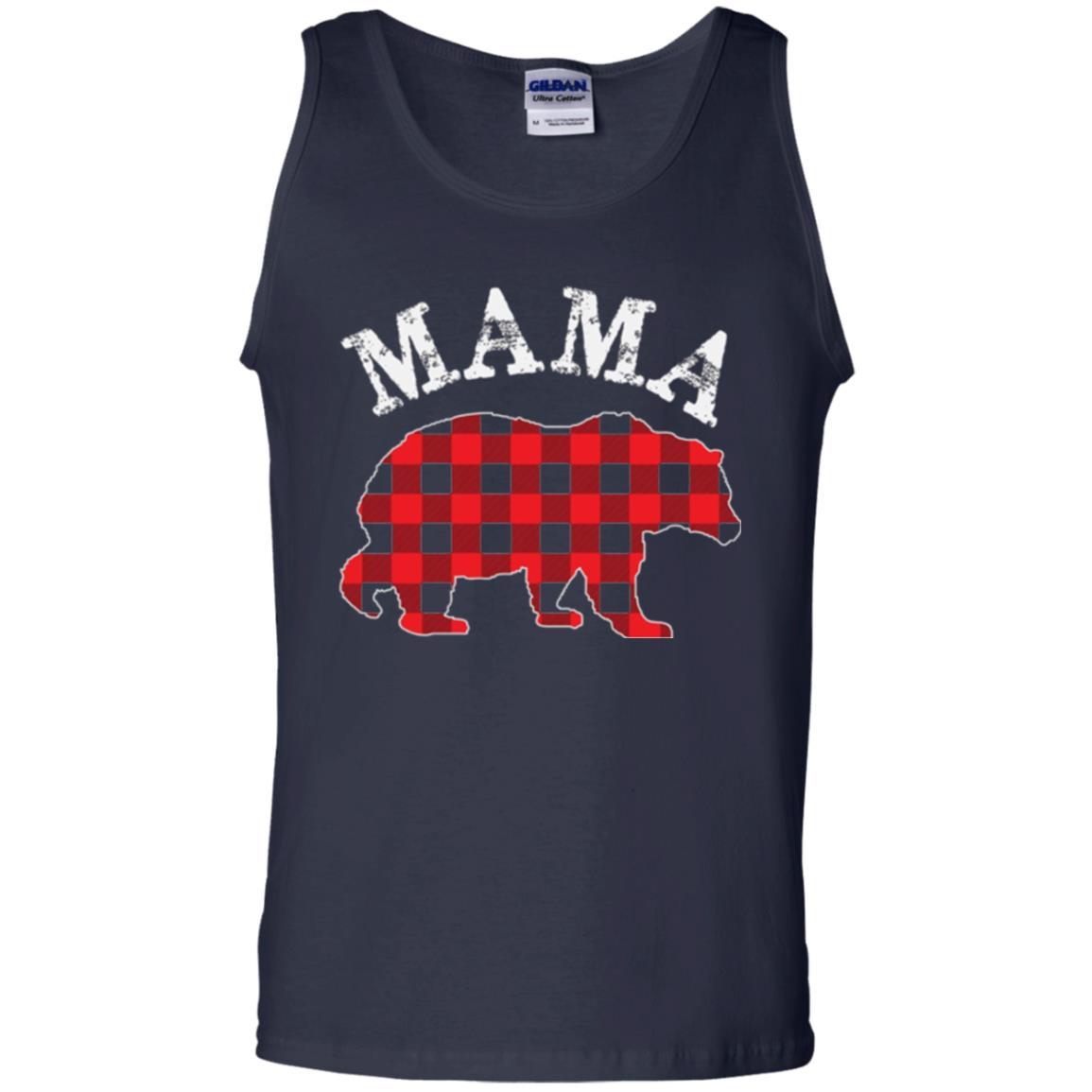 Mama T-shirt Red Plaid Mama Bear Navy