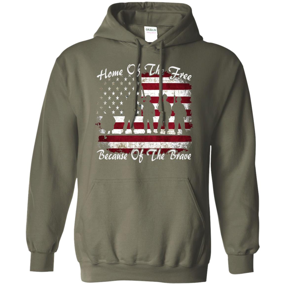 Home Of The Free Because Of The Brave Flag Military Shirt Military Green