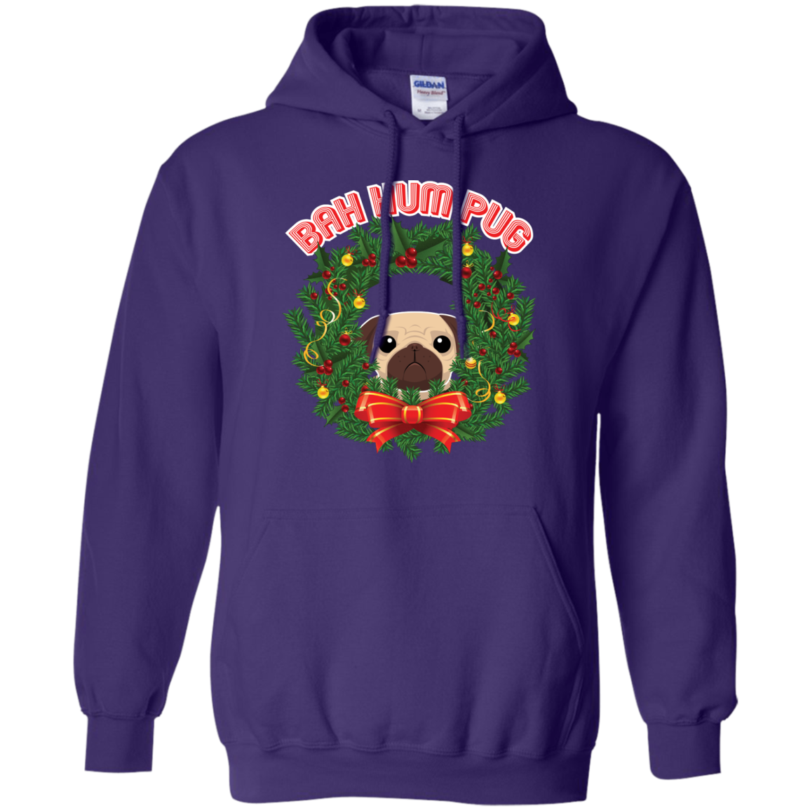 Christmas T-Shirt Bah Hum Pug Purple