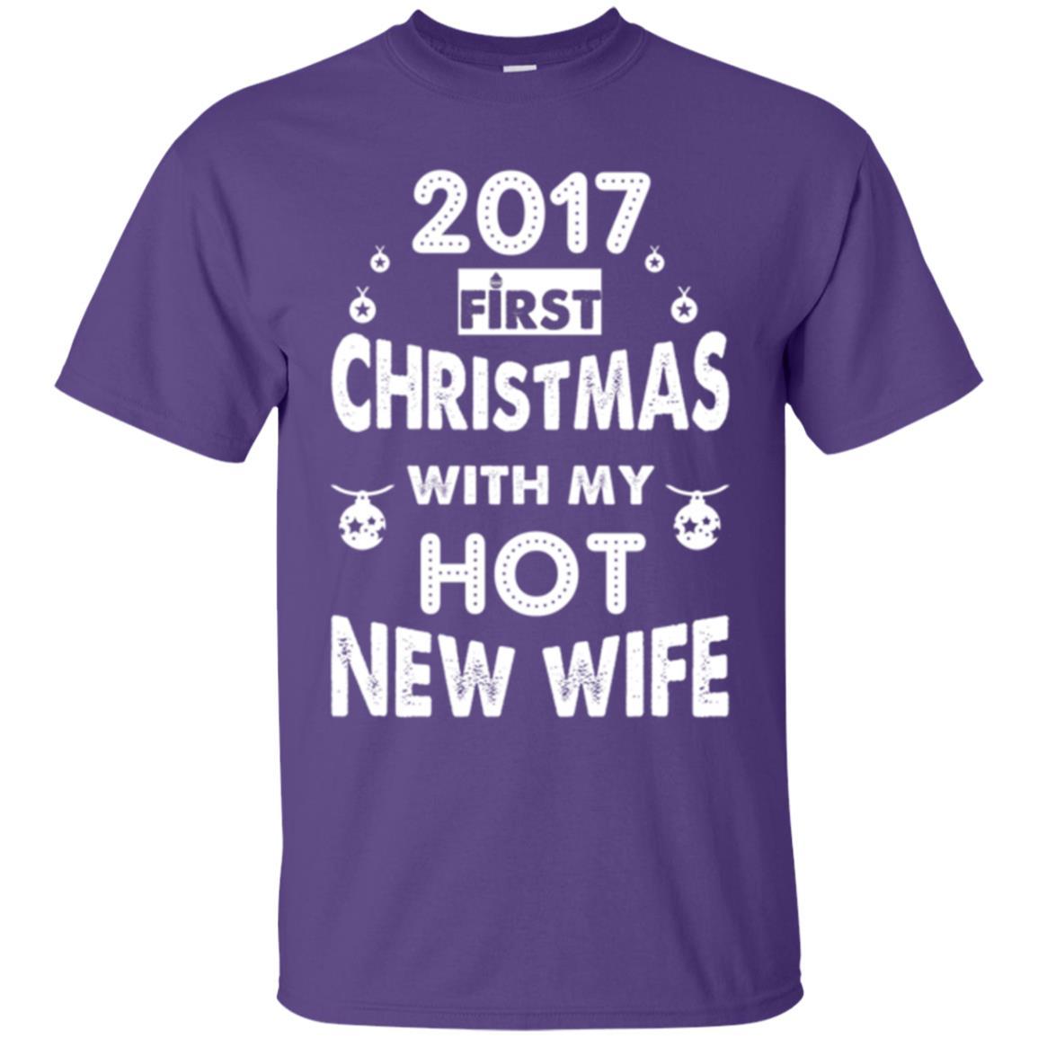 Husband T-shirt 2017 Frist Christmas With My Hot New Wife Purple