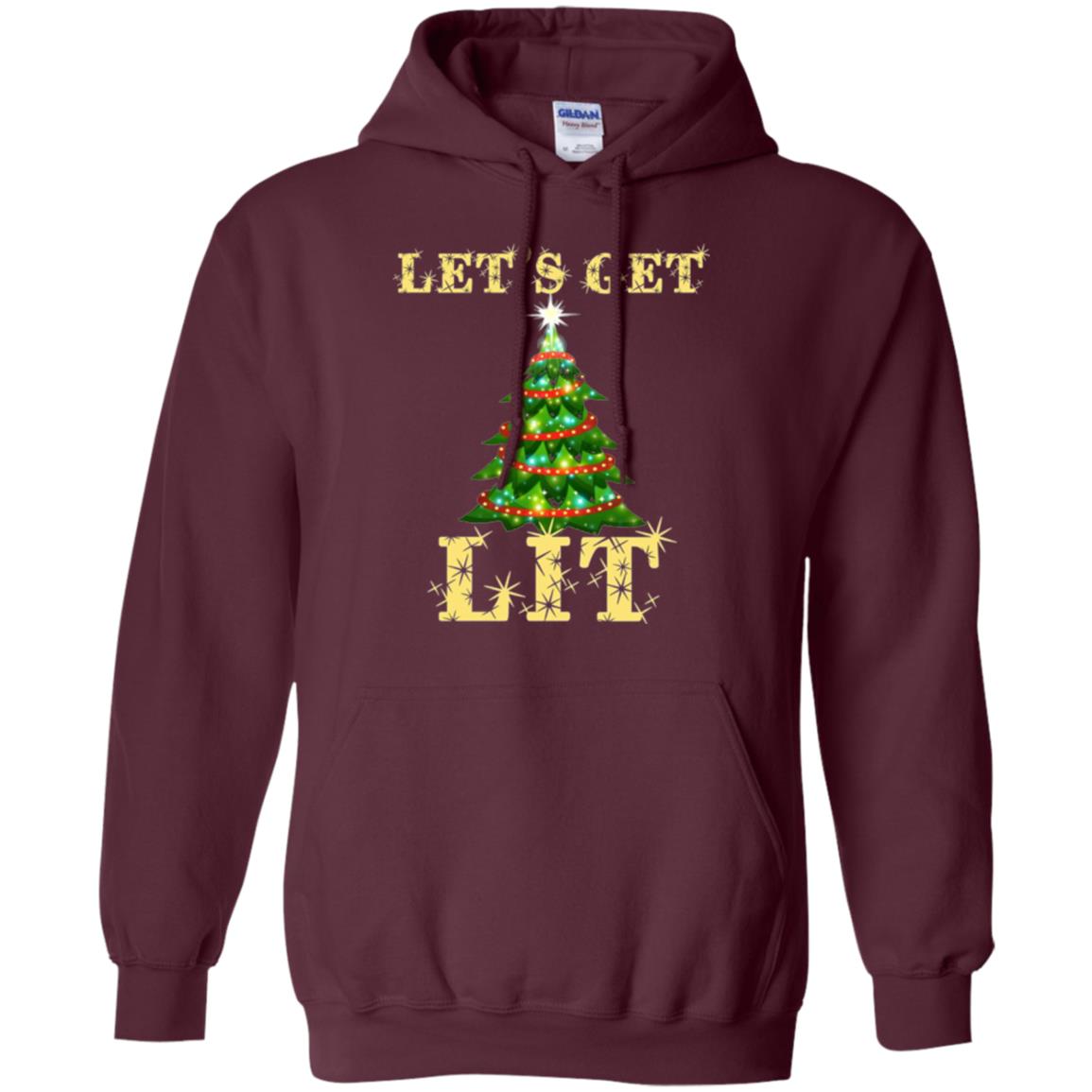 Christmas T-shirt Let_s Get Lit Maroon