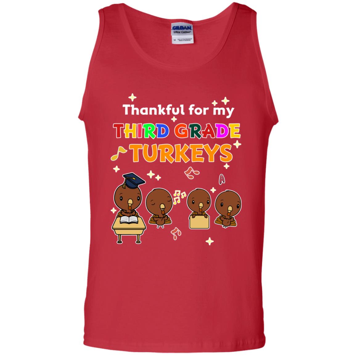 Thankful For My Third Grade Turkey Thanksgiving Shirt For 3rd Grade Teachers Red