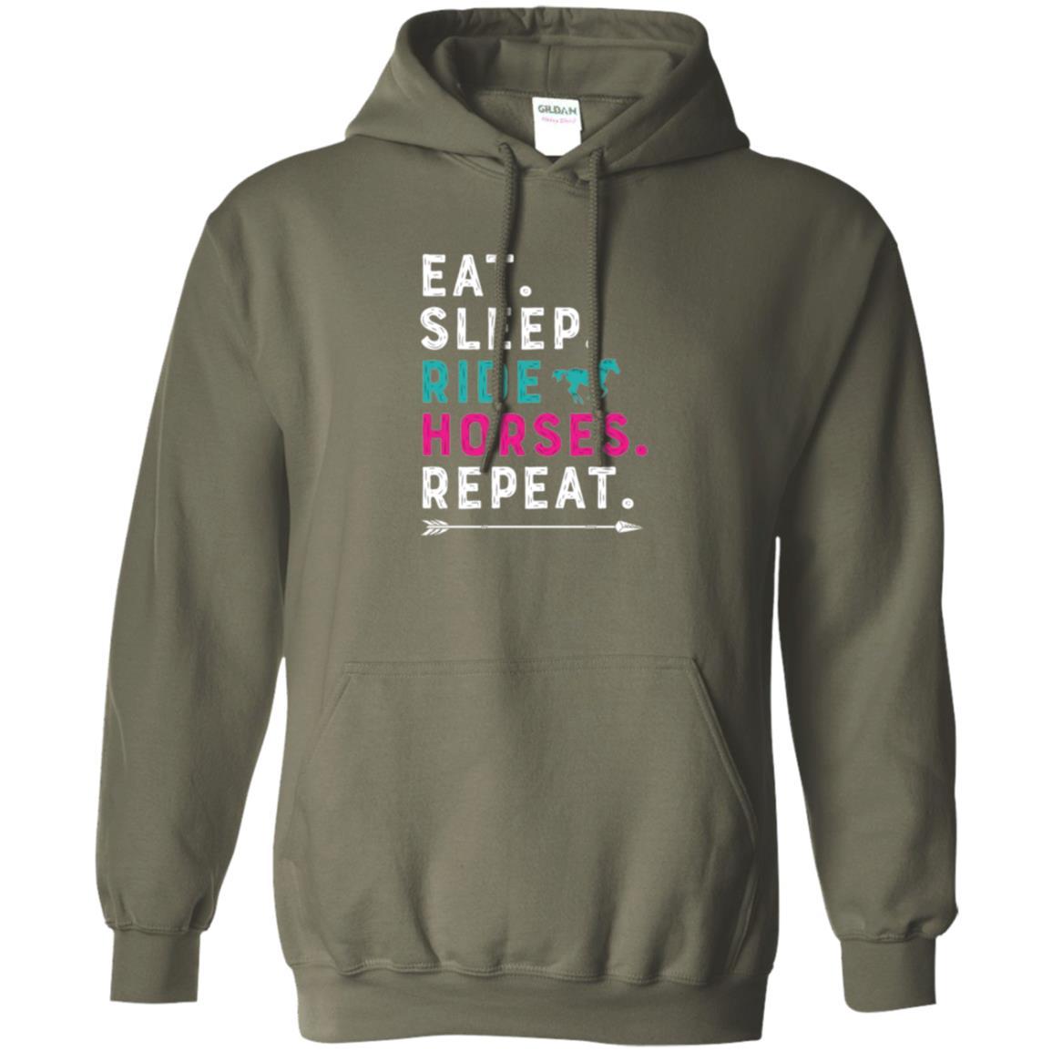 Horseback Riding T-shirt Eat Sleep Ride Horses Repeat Military Green