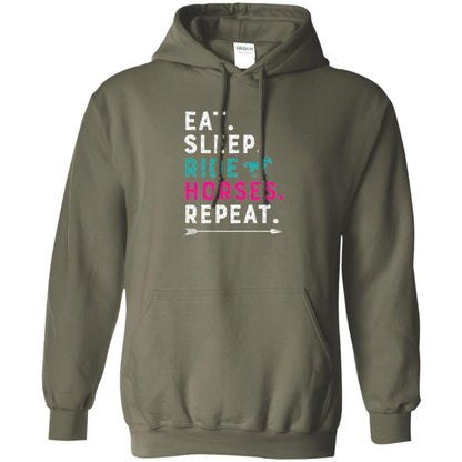 Horseback Riding T-shirt Eat Sleep Ride Horses Repeat Military Green
