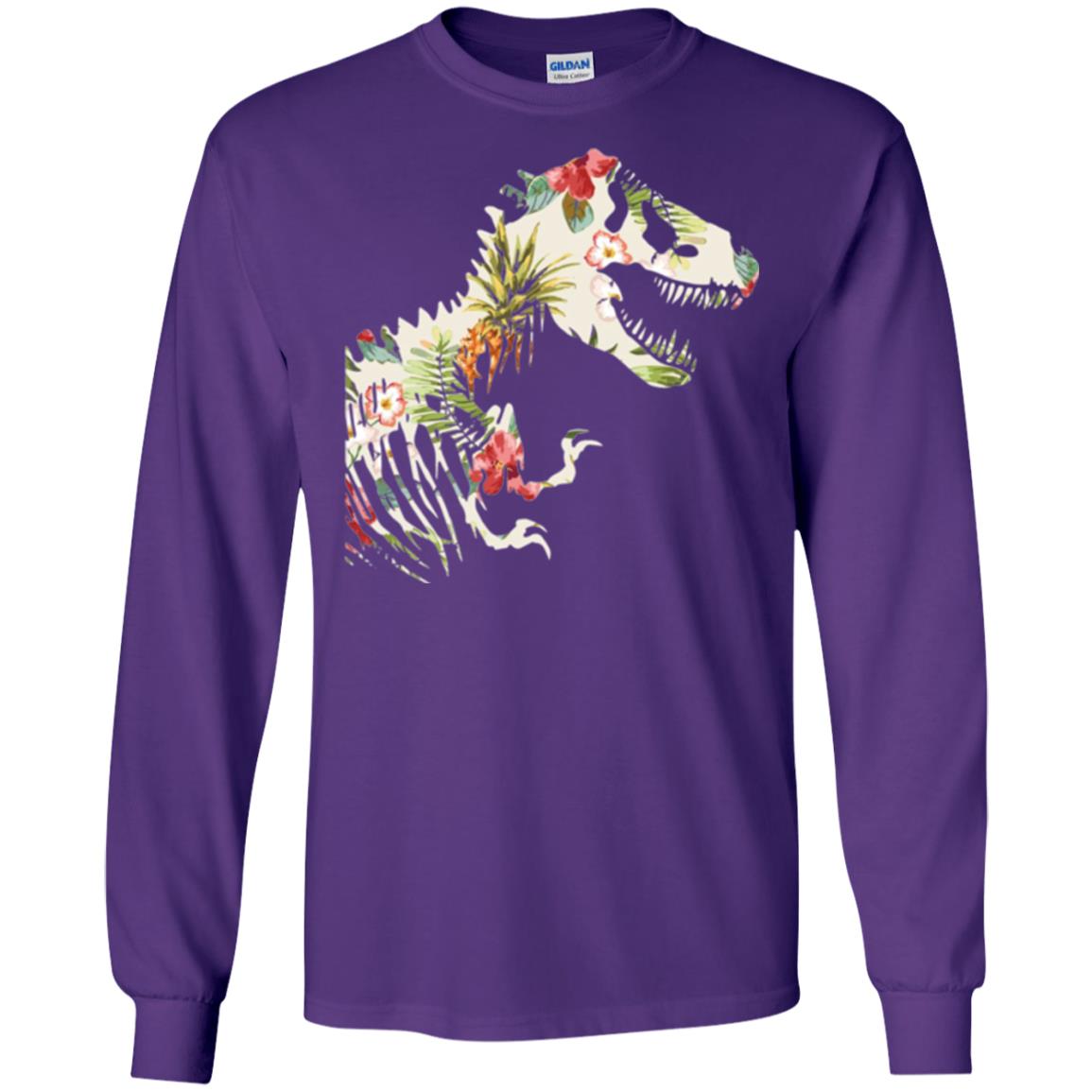 Dinosaur T-shirt Floral Tropical Hawaiian Pattern T Rex Purple