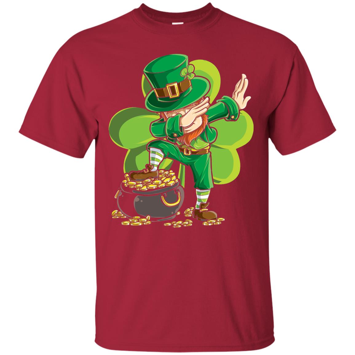 Dabbing Leprechaun St Patricks Day T-shirt Cardinal