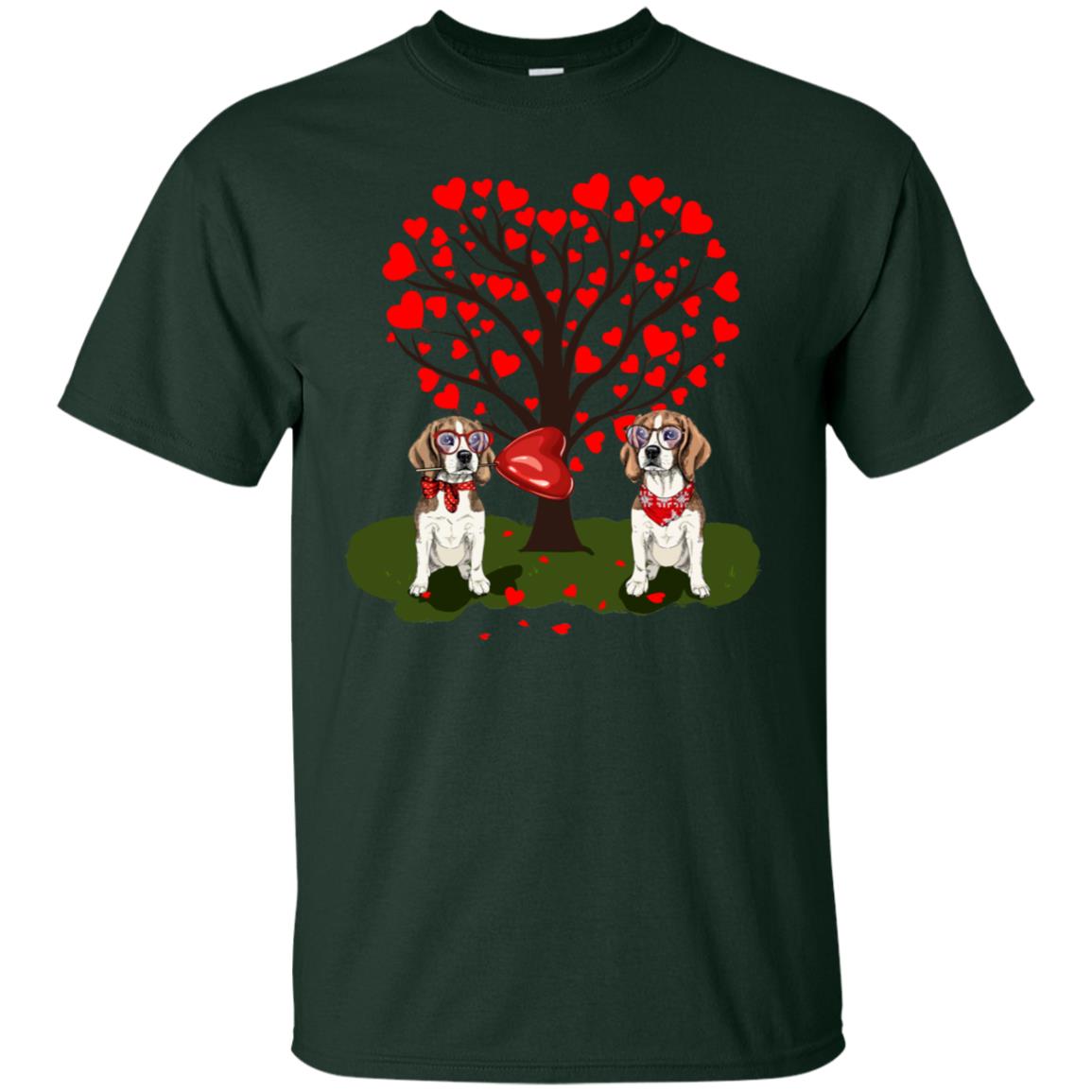 Valentine Beagle Couple Heart Tree Shirt Forest