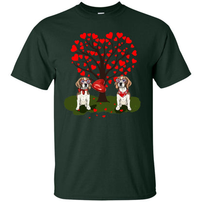 Valentine Beagle Couple Heart Tree Shirt Forest