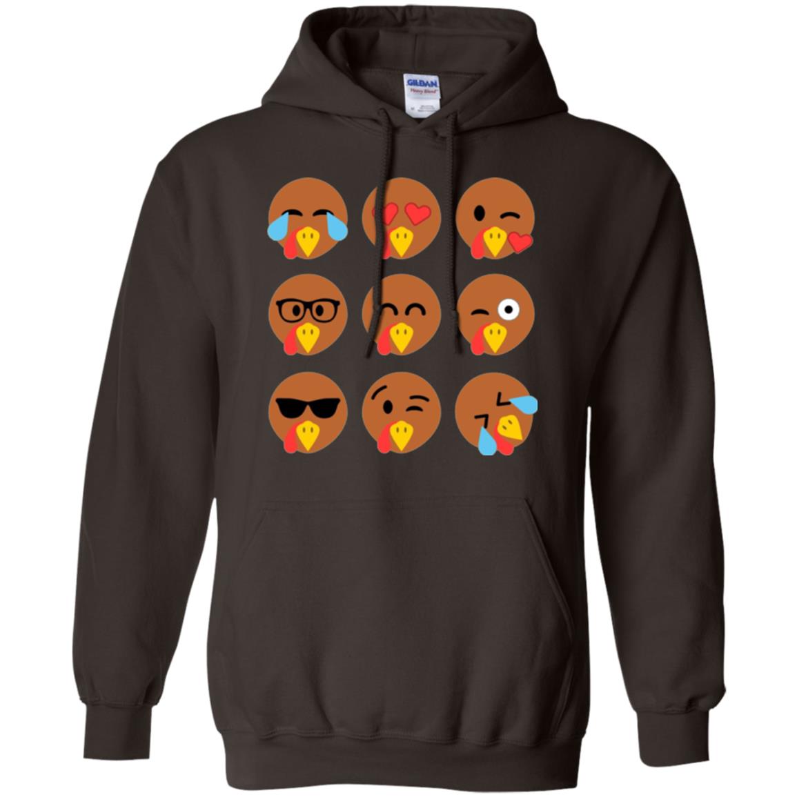 Thanksgiving T-shirt Turkey Emojis Dark Chocolate