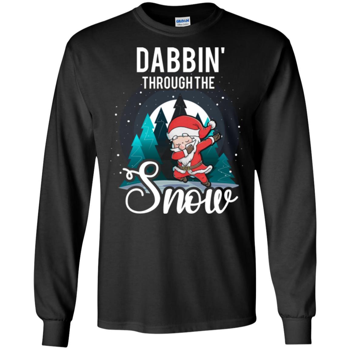 Christmas T-shirt Santa Claus Dabbing Through The Snow Black