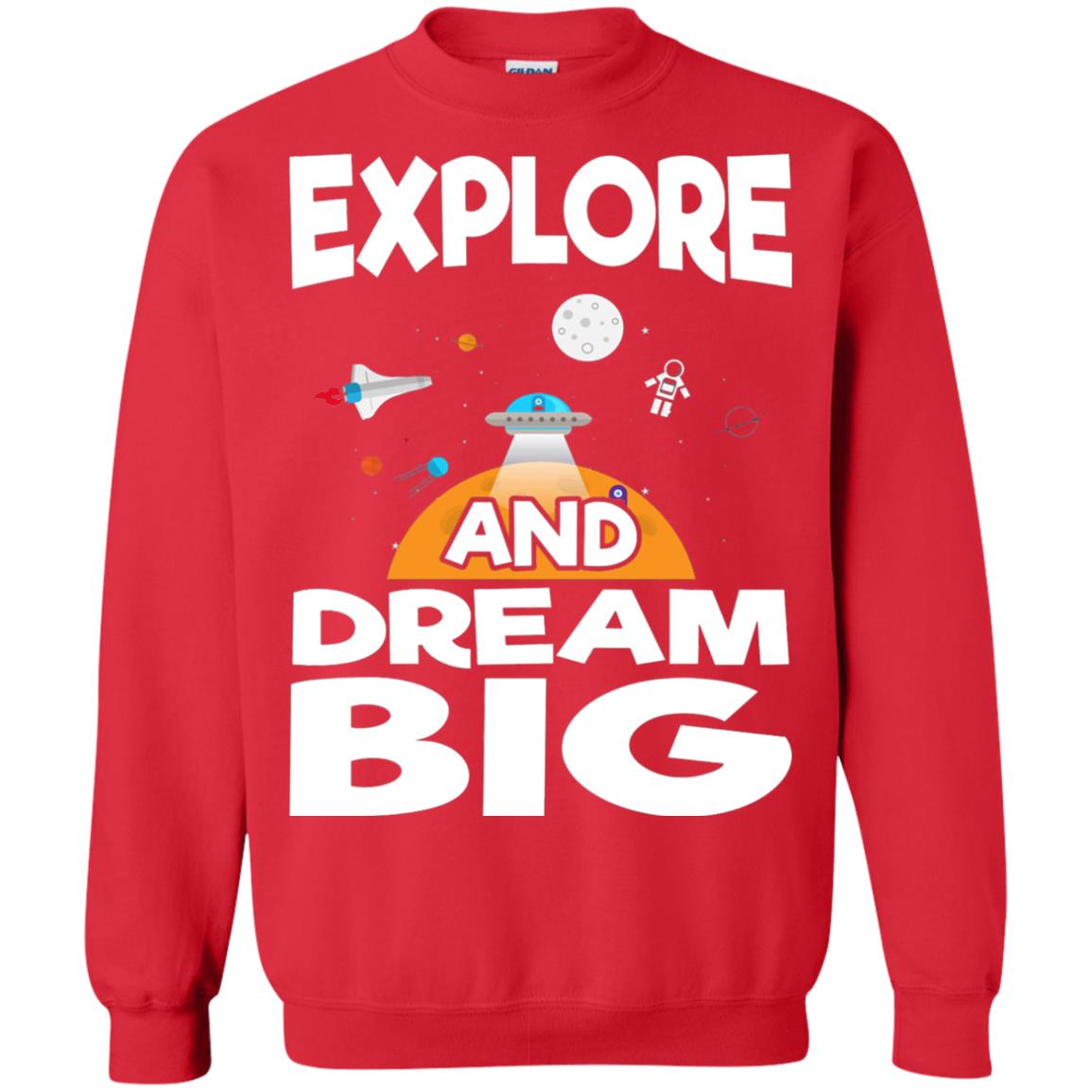 Explore And Dream Big Space Universe Planet Shirt Red