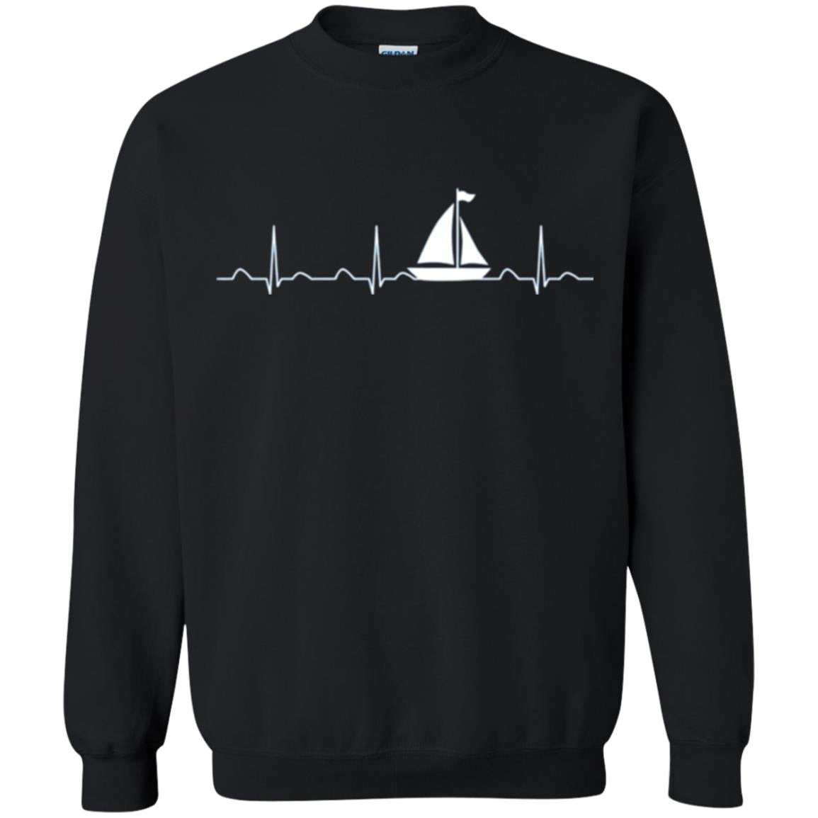 Boating Sailor T-shirt Heartbeat Black
