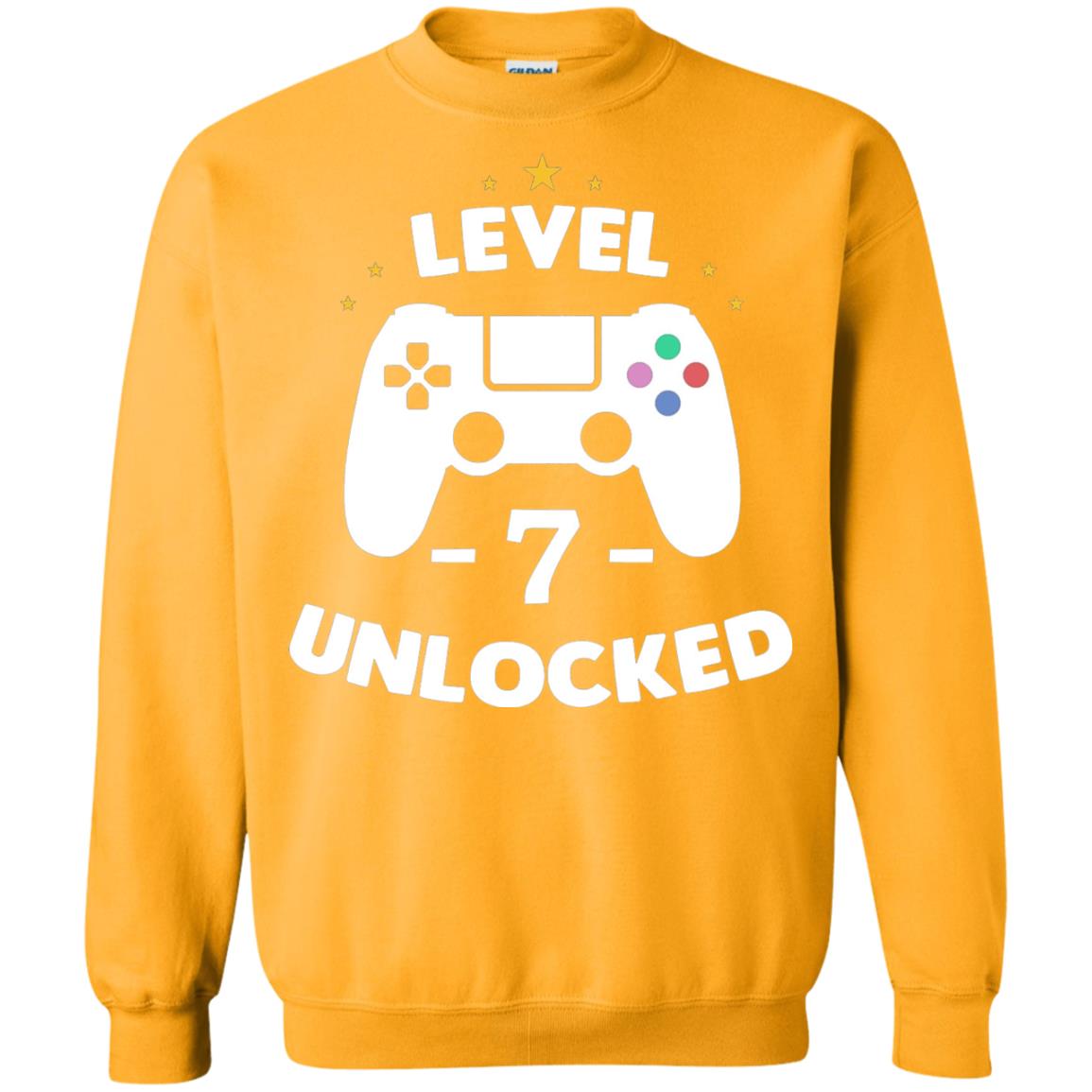 Level 7 Unlocked Gamer Seventh Birthday Party Shirt Gold