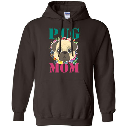 Floral Pug Mom T-shirt Puppy Pet Lover Dark Chocolate
