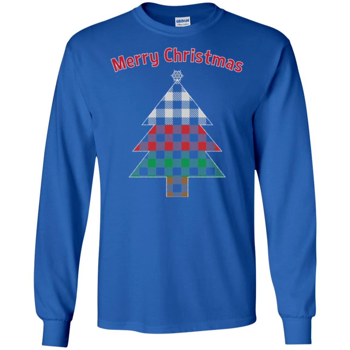 Unique Buffalo Plaid Tree Christmas Matching Pajama T-shirt Royal