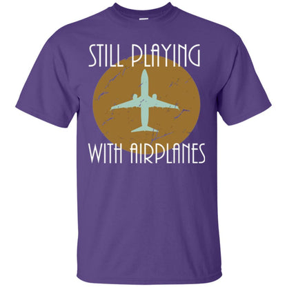 Pilot T-shirt Still Playing With Airplanes T-shirt Purple