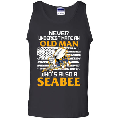 Navy Seabee Veteran T-shirt Never Underestimate An Old Man Black