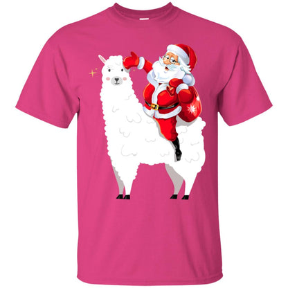 Alpaca Llama And Santa Claus X-mas Gift Shirt Heliconia