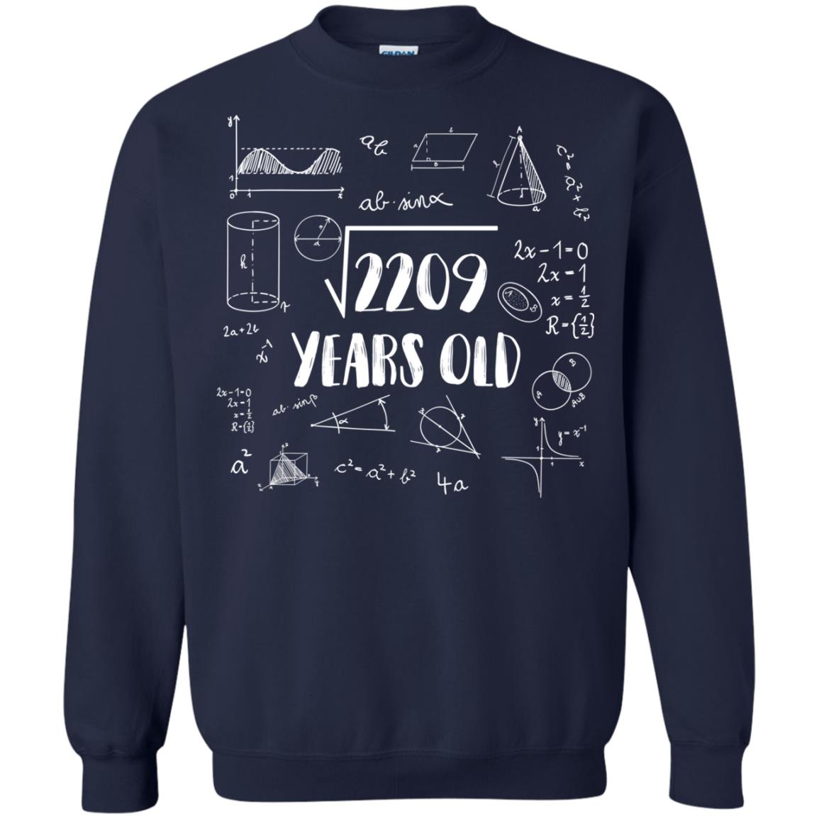 Square Root Of 2209 47th Birthday 47 Years Old Math T-shirt Navy