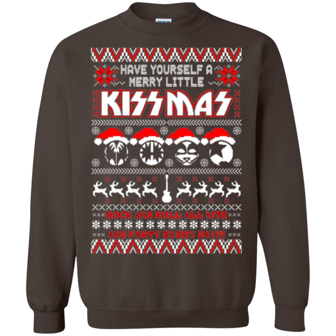 Christmas T-shirt Have Yourself A Merry Little Kissmas Dark Chocolate