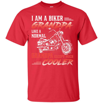 Papa T-shirt I Am A Biker Grandpa Like A Normal Red