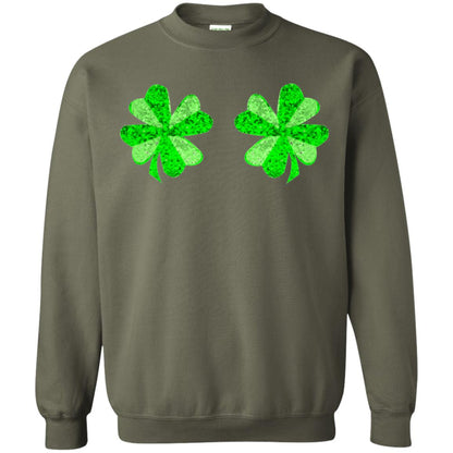 Funny Shamrock Boobs St Patricks Day T-shirt Military Green