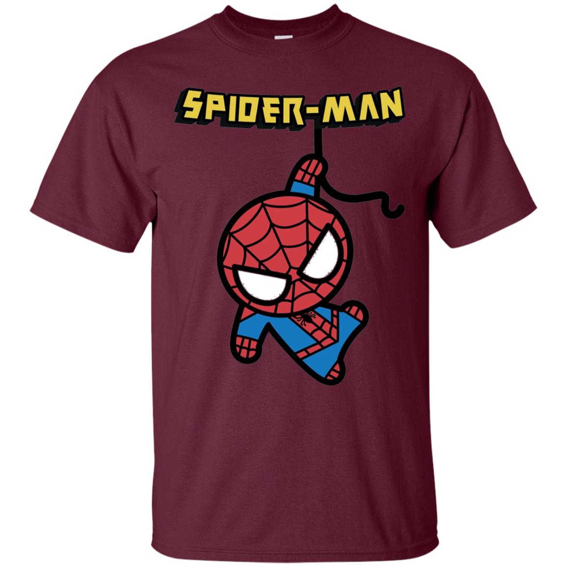 Spider-man Hanging Cute Kawaii Premium T-shirt Maroon