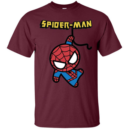 Spider-man Hanging Cute Kawaii Premium T-shirt Maroon