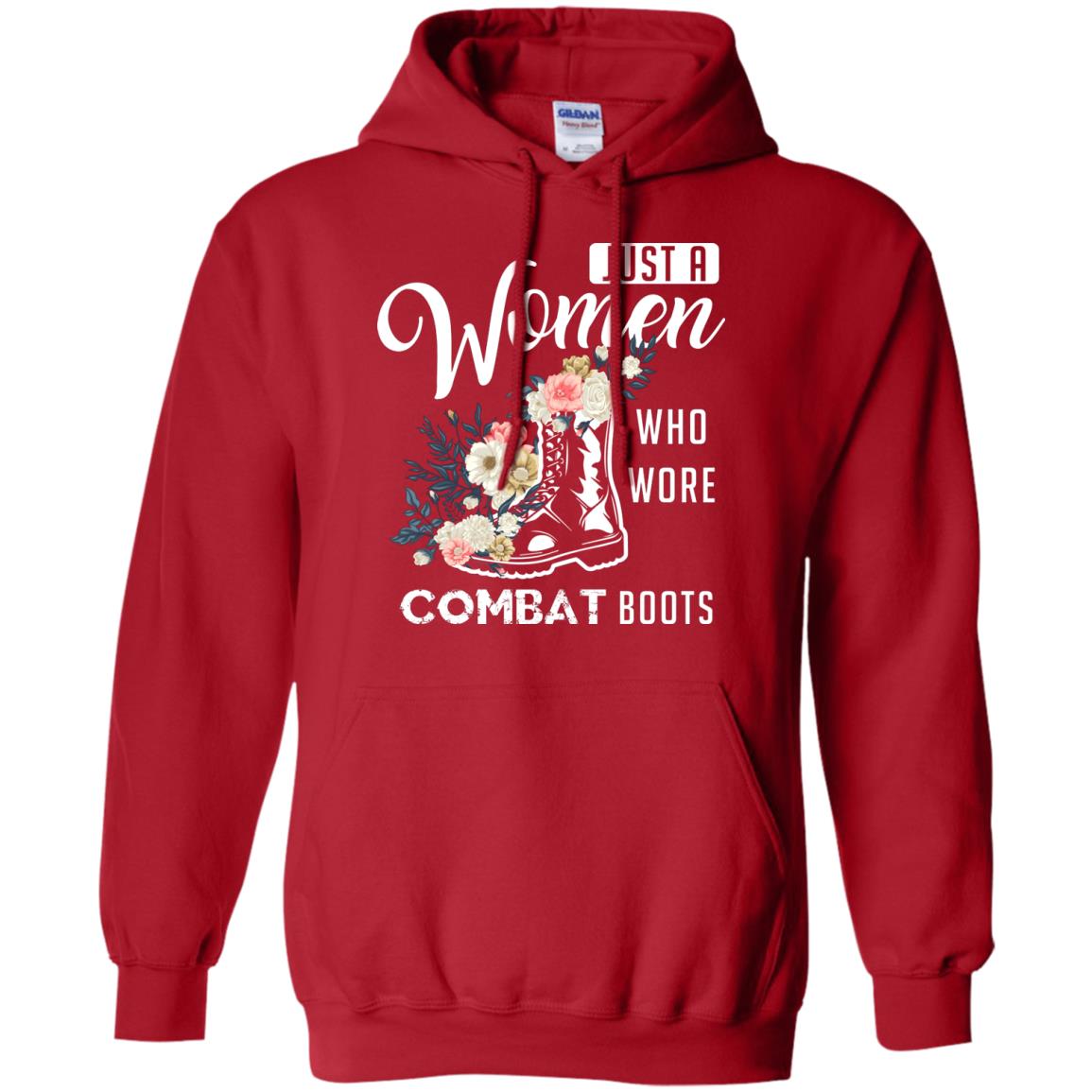 Just A Women Who Wore Combat Boots Female Veteran T-shirt Red