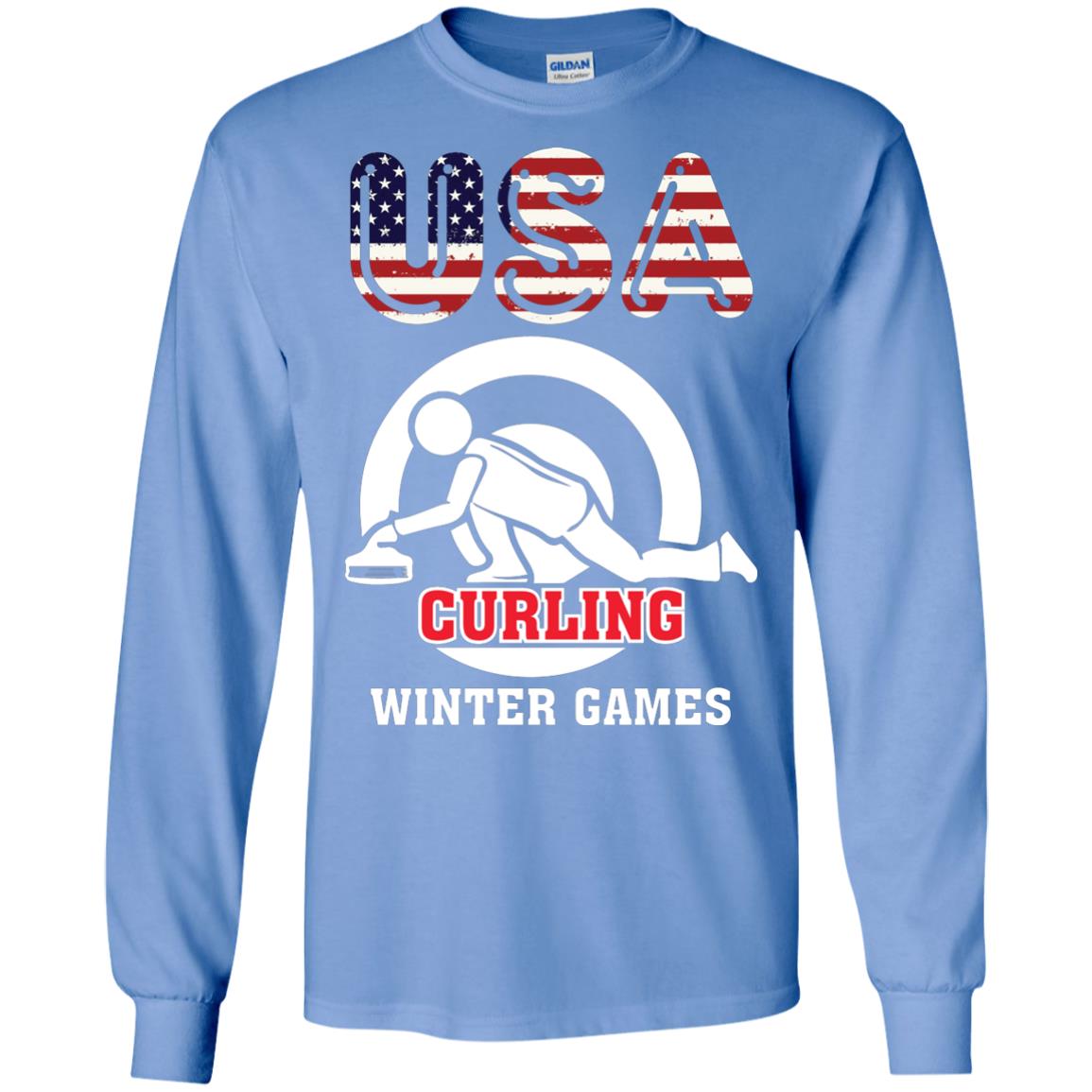 Usa Curling Winter Games Curling Lover T-shirt Carolina Blue