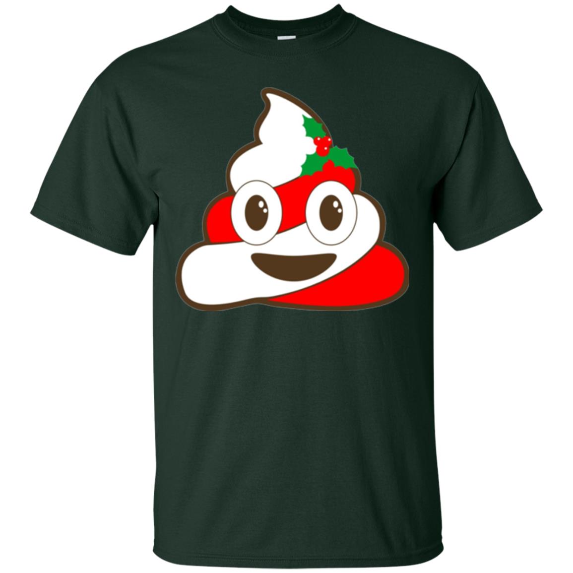 Christmas T-shirt Funny Poop Emojis Forest Green