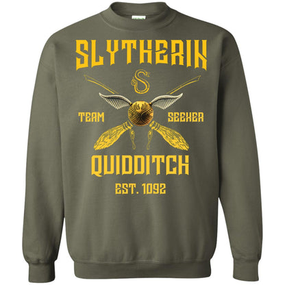 Slytherin Quiddith Team Seeker Est 1092 Harry Potter Shirt Military Green