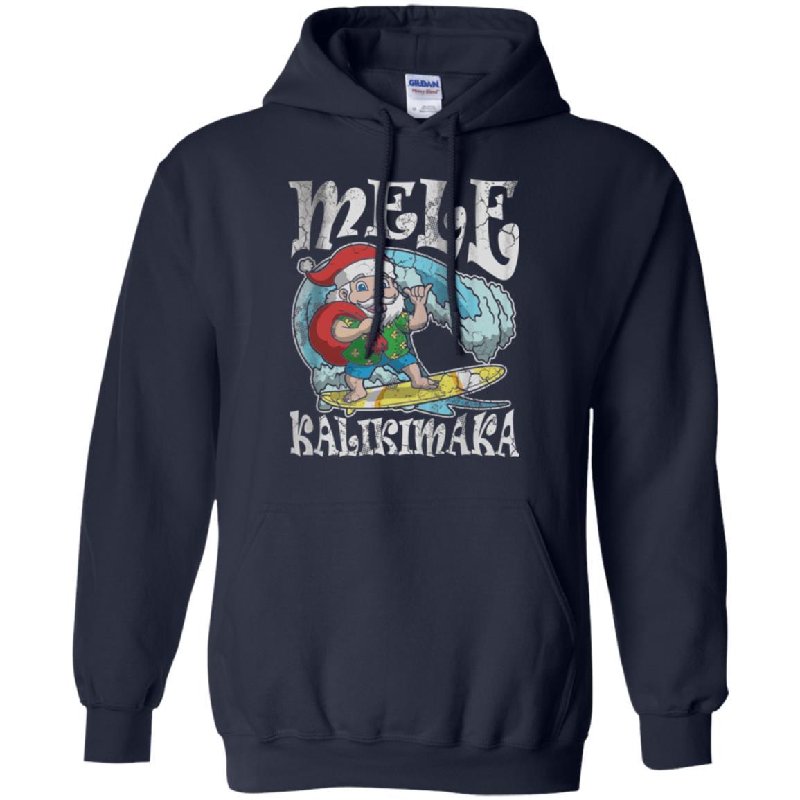 Christmas T-shirt Mele Kalikimaka Santa Hawaii Navy