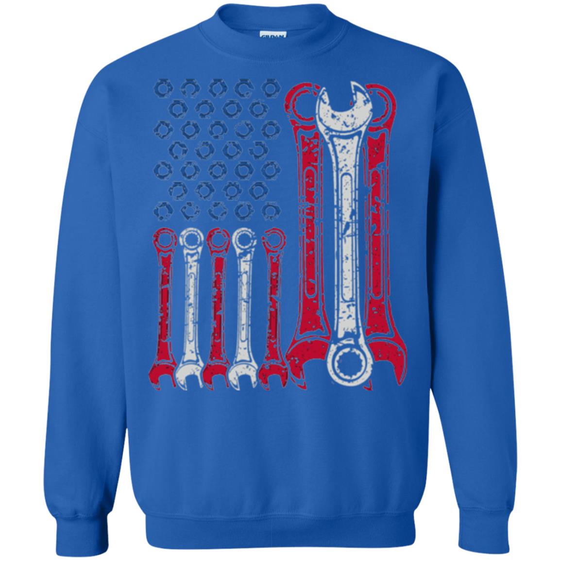 Mechanic T-shirt Usa Red White Blue American Flag Royal