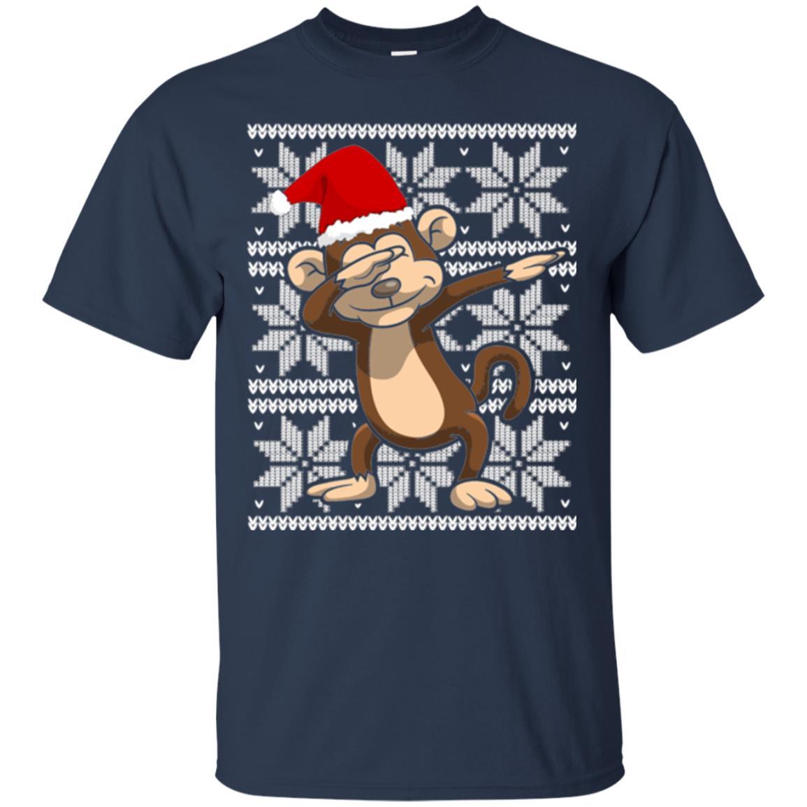 Christmas T-shirt Dabbing Monkey Navy