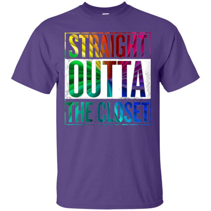 Gay Pride Lgbt T-shirt Straight Outta The Closet Purple