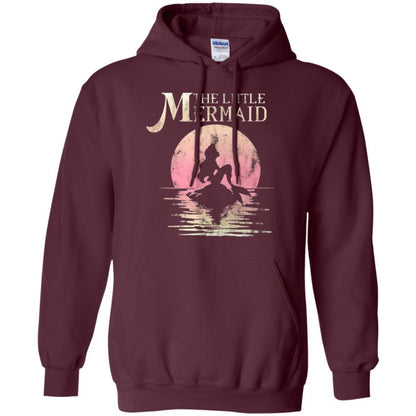 Cartoon T-shirt The Little Mermaid Ariel Rock Moon Silhouette Maroon