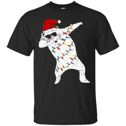 Christmas T-shirt Santa Bear Dabbing Lights Sunglasses Black