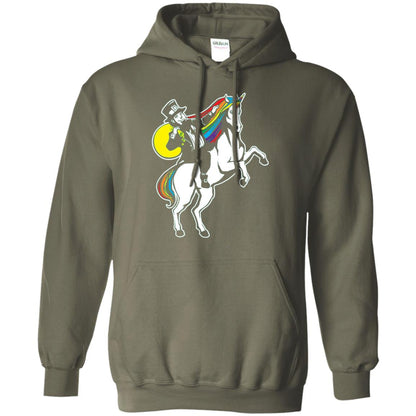 Lepricorn Leprechaun Riding Unicorn St Patrick_s Day T-shirt Military Green