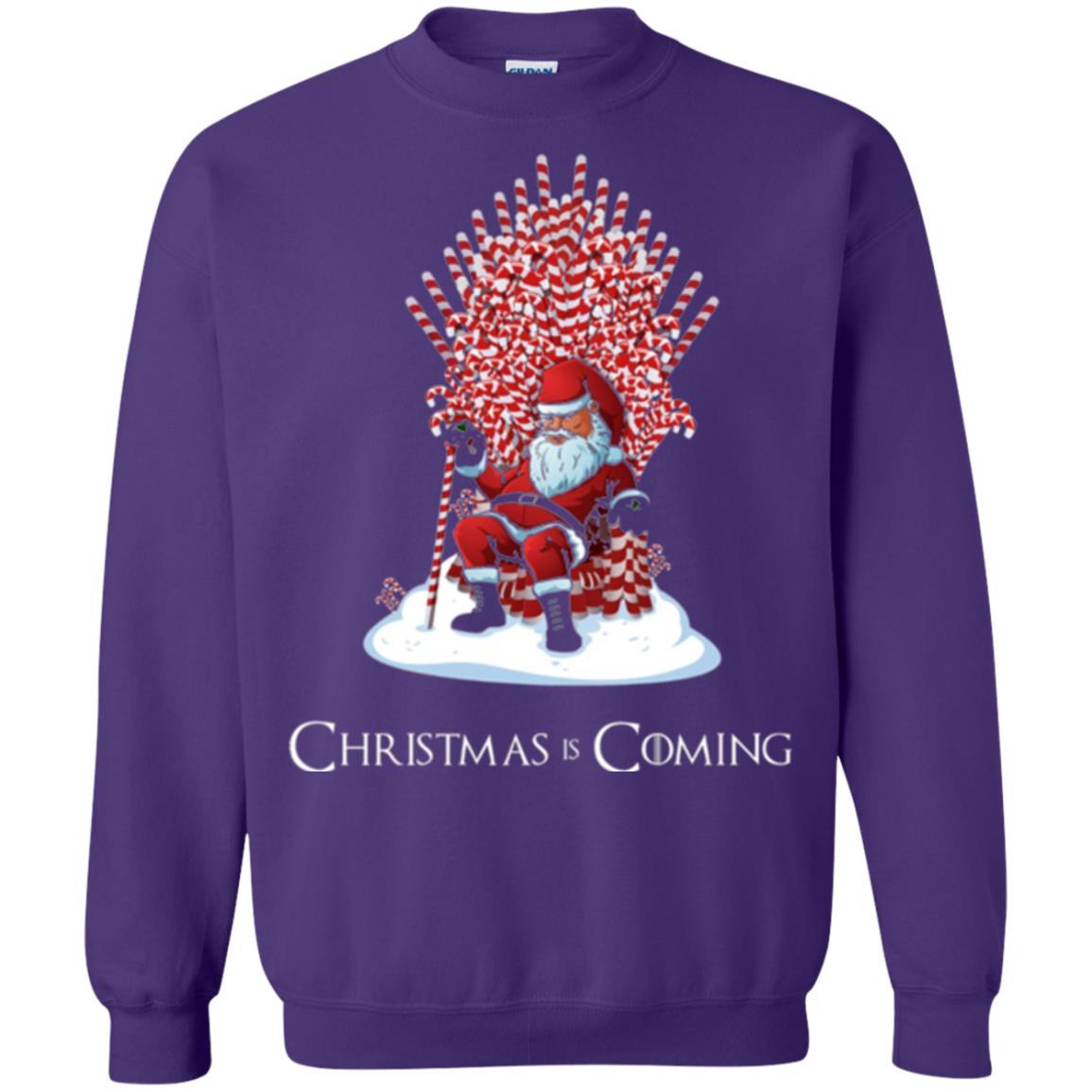 Funny Christmas T-shirt Santa Candy Cane Throne Purple