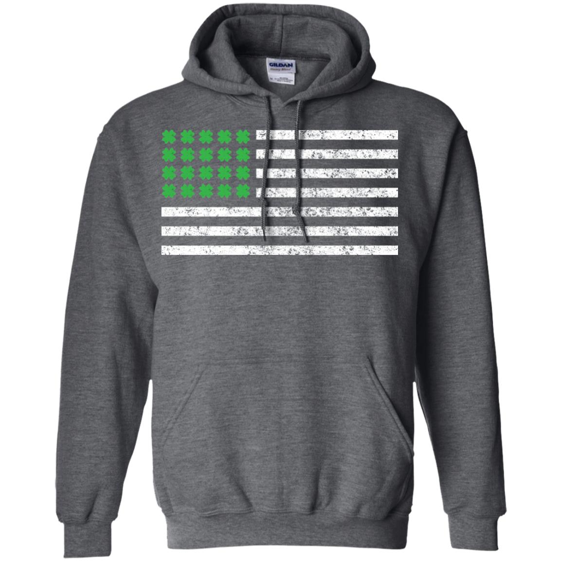 Usa Flag With Irish Shamrock St Patricks Day T-shirt Dark Heather