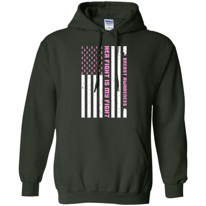 Breast Awareness His Fight Is My Fight Pink Ribbon Stars Flag Of Usa Shirt Forest Green