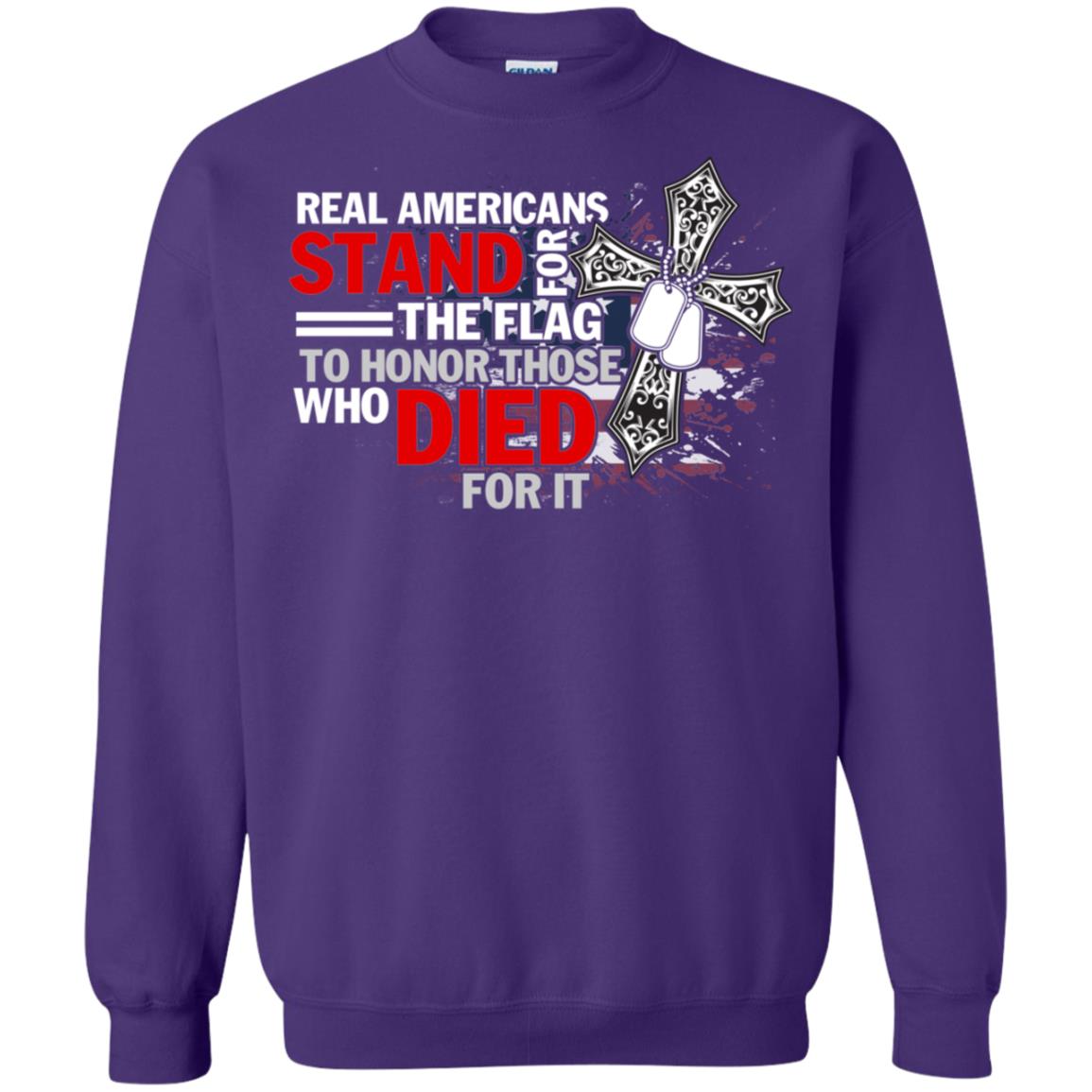 Real Americans Stand For The Flag To Honor Those Who Died For It Veteran Shirt Purple